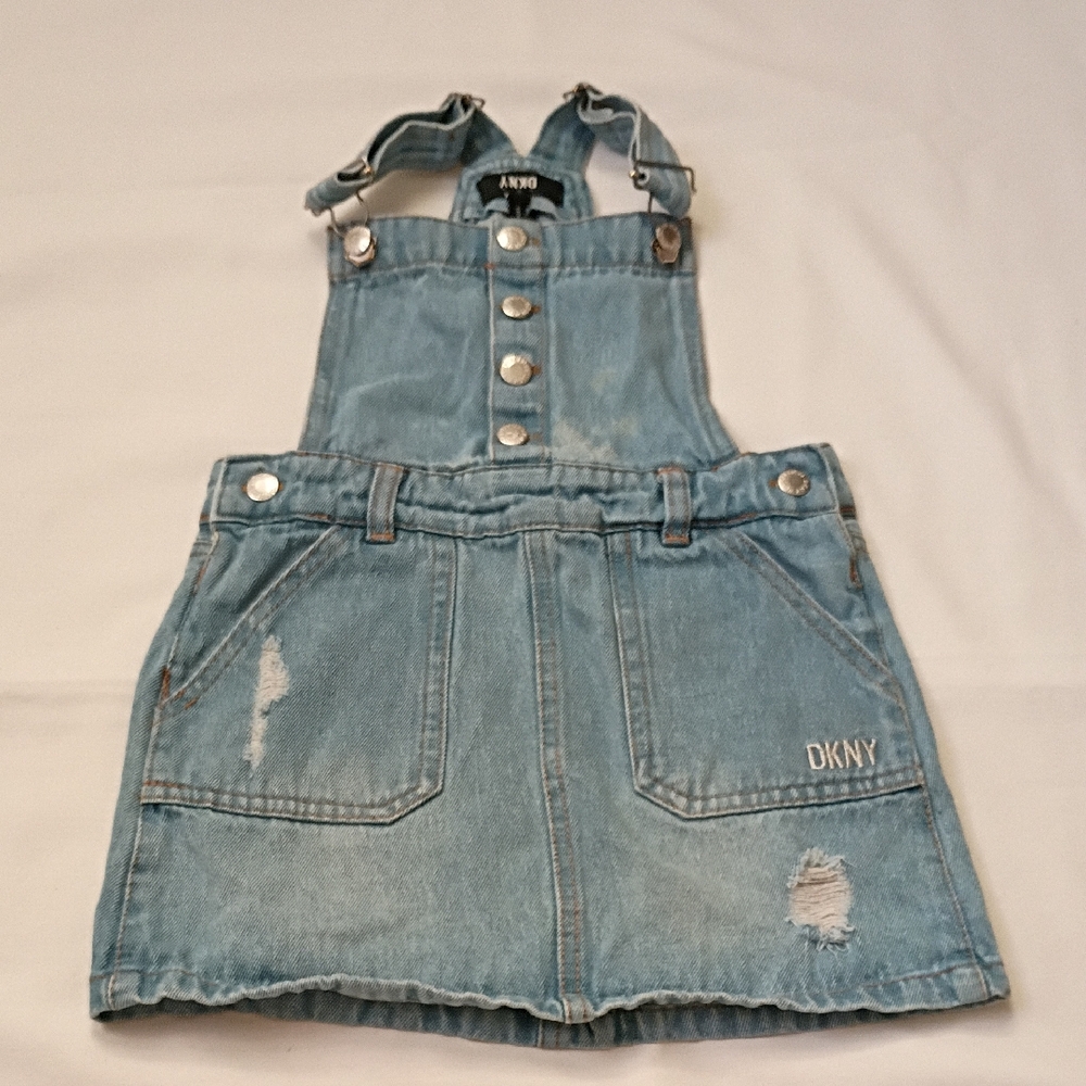 DKNY Light Blue Denim Girls' Overall Dress